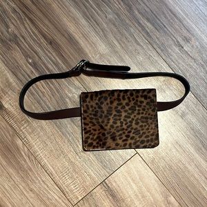 J. Jill Leopard Print Calf Hair Belt Bag Leather XS/S